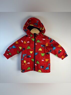 Gusti Toddler Red Dinosaur Rain Jacket, Size 18 Months, Lined, Outdoors